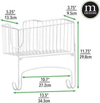 mDesign Wall Mounted Ironing Board Holder - Steel Ironing Board Rack for Easy Organisation - includes Basket for Iron Storage - White - Image 4