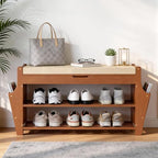 Shoe Bench 34.3in, Bamboo 3-Tier Entryway Bench with Storage, Shoe Rack by OAKVIVOElegantLifestyle