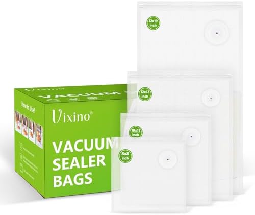 Vixino Vacuum Sealer Bags, 40 Reusable Vacuum Sealer Bags for Food, BPA-Free, Meal Prep and Sous Vide Cooking,Works for Handheld Sealer and Vac Sealer Machine with External Vacuum Systems by VIXINO