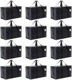 Moving Bags Heavy Duty Extra Large, Moving Boxes, Moving Supplies Essentials, Blue Storage Bins with Lids, Plastic Packing Totes, Storage Bags for Clothes with Handles & Zippers(Black, 12 Pack) by Unknown