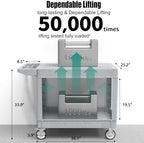 Plastic Utility Cart on Wheels, Large Flat Top Rolling Service Cart-Gray - Image 3