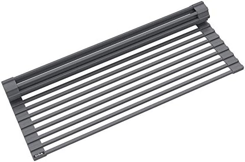 Kraus Multipurpose Workstation Sink Roll-Up Dish Drying Rack, Colander and Trivet in Dark Grey, KRM-11DG by Unknown