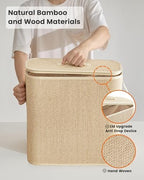 Bamboo Toilet Paper Storage Basket with Lid & Handle - 32L Large Capacity Handwoven Bathroom Organizer for 16 Rolls - Sturdy Stand Holder for Toilet Paper Organization, Light Natural - Image 5