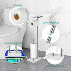 FEILERN Toilet Paper Holder Stand for Bathroom Floor Standing Toilet Roll Dispenser Storages 4 Reserve Rolls, with Top Storage Shelf for Cell Phones, Wipe, Wallet and More(Marble Brush Nickel) - Image 3
