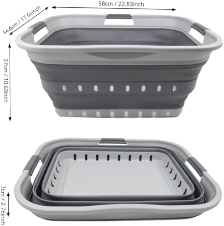SAMMART 42L (11 gallon) Collapsible Plastic Laundry Basket - Foldable Pop Up Storage Container/Organizer - Portable Basket - Space Saving Hamper (Grey/Dark Grey (Set of 2)) - Image 5
