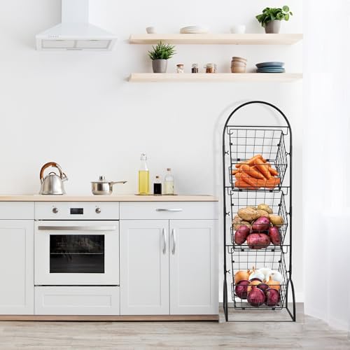 Sorbus 3 Tier Basket Stand for Fruit, Vegetables & Kitchen Storage - Image 2