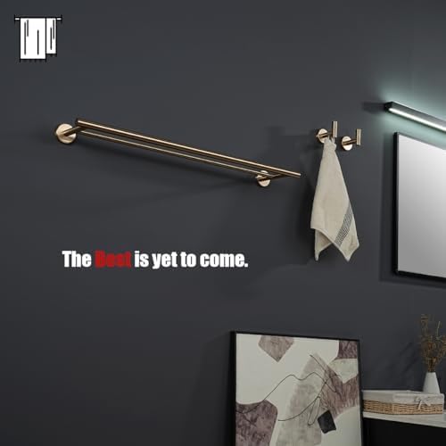 JQK Double Towel Bar Champagne Bronze, 27 Inch 304 Stainless Steel Thicken 0.8mm Towel Rack for Bathroom, Towel Holder Wall Mount, Useable Length 24 Inch, TB100L24-CB - Image 4