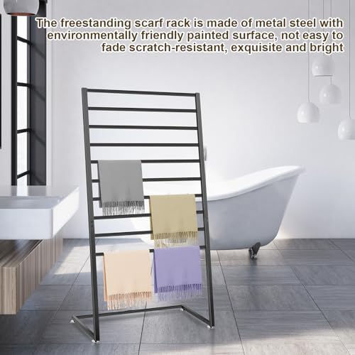 Hijab Organizer, 10 Tier Metal Scarf Holder Organizer, Freestanding Scarf Shawl Display Stand Belt Holder for Boutique, Retail Store, Bedroom, Clothing Store(Black,57" X 31.5" X 15.75") - Image 5