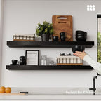 Solid Wood Floating Shelves for Wall 36 Inches Long, Black Wooden Shelf - Image 2