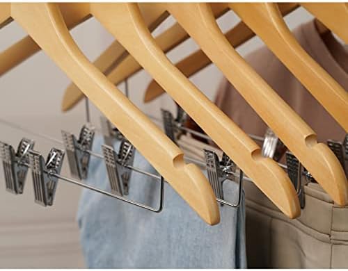 HOUÍSM Wooden Hangers with Clips 16 Pack, Suit & Pants Hangers, Natural - Image 4
