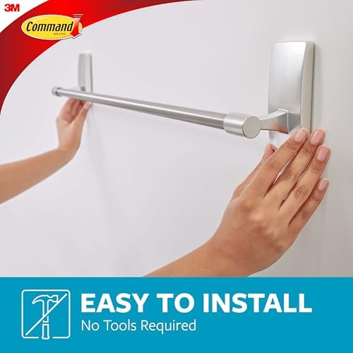 Command Bath Towel Bar, Satin Nickel, 1 Towel Bar, 4 Strips - Image 3