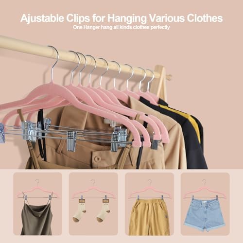 Stormix 18 Pack Velvet Skirt Hanger with Clips Non-Slip 16.5 inches Pink - Image 5