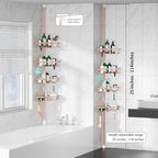 DAOYA Corner Shower Caddy Tension Pole - 4‑Tier Adjustable Shower Shelf Organizer Space‑Saving Bathroom Storage for Bathtub or Floor, Apricot - Image 6
