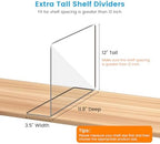 OKPOW Shelf Dividers Closet Organizer - 12" Tall X 11.8" Deep Acrylic Clear Sturdy Separate for Clothes Purse - Adjustable Space Saver Easy Install for Home Organization Enthusiasts 8 Pack - Image 5