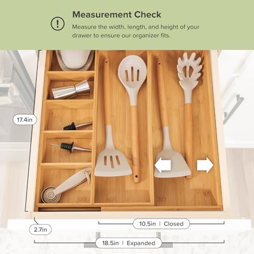 KitchenEdge Utensil & Junk Drawer Organizer, 10.5-19 in, Bamboo - Image 4