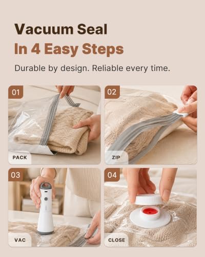 Vacbird Vacuum Storage Bags for Clothing Travel, 10 Pack Vacuum Bags with Rechargeable Cordless Air Pump(2 Large+4 Medium+4 Small), Compression Packing for Clothes Blanket Suitcase Luggage - Image 5