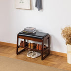 SOBIBO Solid Wood Shoe Rack Bench with Flip-Top Storage, Black, 21.65" - Image 4