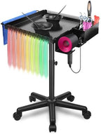 Rolling Salon Tray on Wheels with Storage Platform and Braiding Hair Rack by TakeashineSalonEquip
