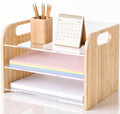 Marsui 3 Tier Desk Paper File Organizer, Bamboo & Acrylic Letter Tray by Marsui