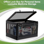 Medicine Lock Box Large for Refrigerator, Locked Storage Bin with 2 Combination Locks, Clear Locking Box for Safe Medication, Food, Snacks & Phone, for Home & Office Organizer 24L (Black) - Image 6