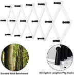 Dseap Accordian Wall Hanger: 16” High Wooden Wall Expandable Coat Rack, Hat Rack Holder, Accordion Hook for Baseball Caps, Coats, Mugs, 16 Peg Hooks, White & Black - Image 6