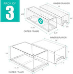 Sorbus Fridge Drawers - Clear Stackable Pull Out Refrigerator Organizer Bins - Food Storage Containers for Kitchen, Freezer, Vanity & Fridge (3 Pack | 1 Large, 2 Small Stackable Drawer Bins) - Image 4
