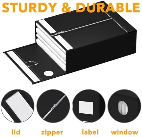 SpaceAid 3 Pack Bed Sheet Organizers and Storage, Foldable Organizer for Linen Closet, Set Folder Keeper With Window XL (Queen & King Size) Bedding Container (Black) - Image 6