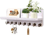 Key Holder for Wall, Mail Organizer Wall Mount with 8 Hooks Wooden Hanging Key Rack for Home Decor, Hallway, Entryway (Vintage White) by Unknown
