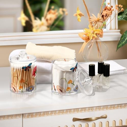 4 Pack Qtip Holder Dispenser with Lids,Storage Containers,Bathroom Canisters Organizer for Cotton Ball,Cotton Swab,Cotton Round Pads,Floss 21214444 - Image 6
