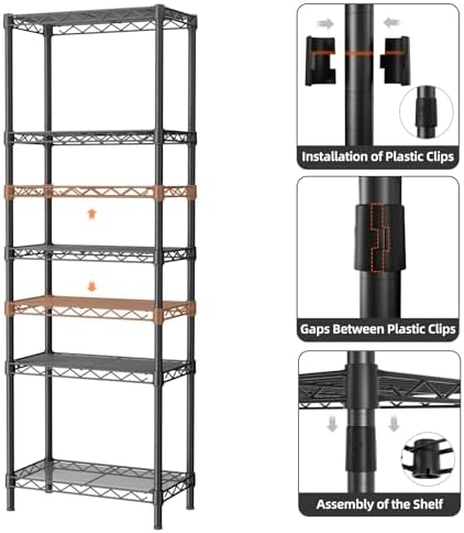Golpart 5Tier Adjustable Storage Shelves Metal Wire Shelving Standing Shelf - Image 7