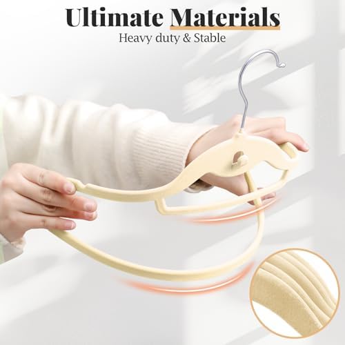 Velvet Felt Stackable Hangers 50 Pack, Thin & Space Saving, Ivory - Image 6