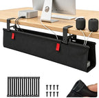Under Desk Cable Management No Drill – 48" L x 6" W Cord Organizer, Upgraded Silicone Pads (No Scratch), 16 Cable Slots, Washable PE Honeycomb Base, Fits Desks 0–2.1" Thick, Black by Unknown