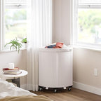 Corner Heavy-Duty Canvas Hamper w/Wheels, 24"W x 17.7"D, Natural White - Image 3