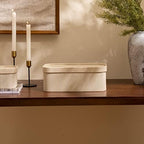 LA JOLIE MUSE Decorative Storage Boxes with Lids Faux Leather, Grey 3 Pack - Image 4