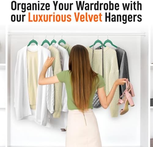 Velvet Hangers 30 Pack, Non-Slip Slim Felt Clothes Hangers Emerald Green - Image 7