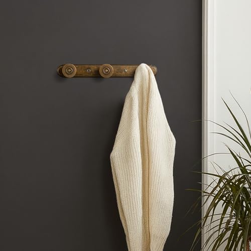 Coat Rack Wall Mounted, Antique Brass Zinc Alloy with 3 Hooks - Image 4