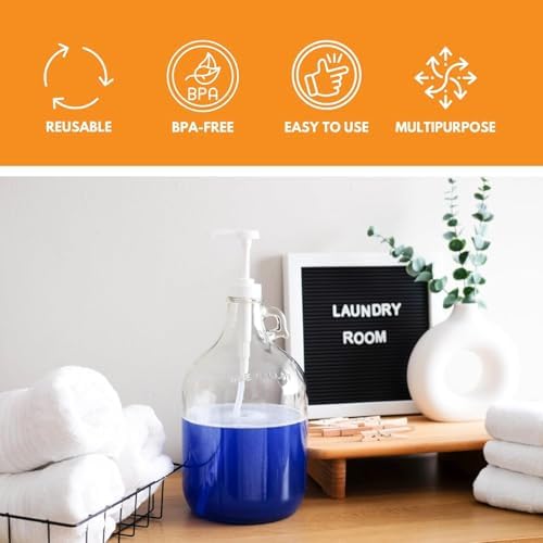 Glass Laundry Detergent Dispenser 4-Pack with Pumps | 1 Gallon Glass Jug - Image 6