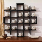 Suzile 5x5 Wall Shelf for Tea Cups Saucers, Rustic Wood Rack, Black by Suzile