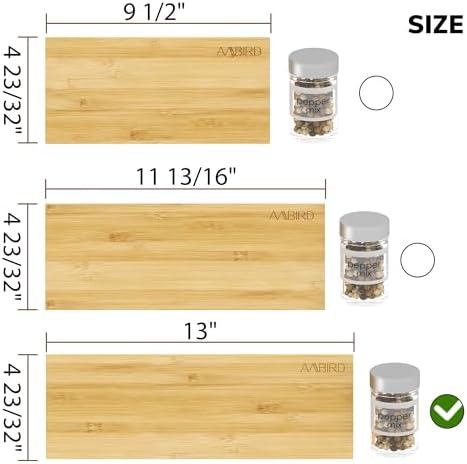 AMBIRD Bamboo Spice Drawer Organizer with Non-slip Mat, 4 Tier Jar Spice Rack Tray 13'',Seasoning Organizer for Kitchen,Cabinet,Drawers,Countertop - Image 7