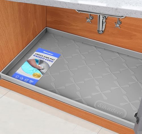 SIKADEER Waterproof Under Sink Mat Silicone 22"x19", Kitchen Cabinet Liner by SIKADEER