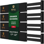 Bamboo Drawer Dividers Organizers, Adjustable Drawer Separator Splitters, 17–22 Inches Expandable Drawer Divider Organizer for Large Utensils, Kitchen, Bedroom, Dresser & Office Drawers 4-Pack, Black by ROYALCRAFTWOOD