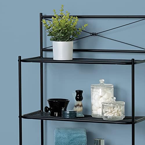 Zenna Home Over the Toilet Storage Shelf Space Saver, Behind Toilet Bathroom Organizer and Storage, Metal Bathroom Organizer with 3 Shelves, Black - Image 5