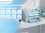 gianotter Desk Organizers and Accessories with File Holder, 4-Tier Desk Accessories & Workspace Organizers with Drawer and 2 Pen Holder, Desk Reference Organizer (Blue, 4T with Metal Drawer) - Image 7