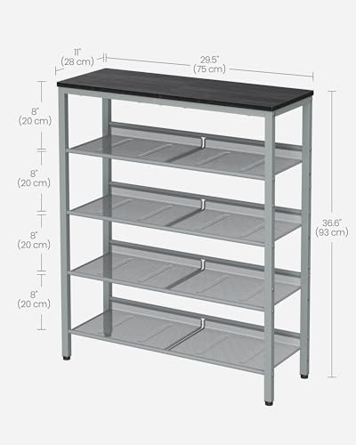 VASAGLE 5-Tier Shoe Rack, Adjustable, Freestanding - Image 3