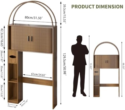 Arched Over The Toilet Storage Cabinet, Bathroom Storage Cabinet, Walnut - Image 2