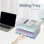 DALTACK 3 Tier Letter Tray Paper Organizer with Sliding Trays 2 Pack White - Image 2