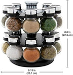 Kamenstein 16 Jar Ellington Revolving Countertop Spice Rack with Lift & Pour Caps and Spices Included, FREE Spice Refills for 5 Years: Black and Chrome - Image 4