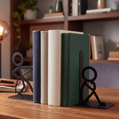 6 Pairs Metal Bookends Funny Decorative Bookends for Shelves - Image 5
