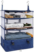 Surblue Hanging Closet Storage Bag Collapsible 3-Shelf Washable Oxford Fabric with 2 Hooks (XL 17.71 * 11.81 * 20in, Blue) by SURBLUE