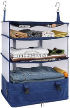 Surblue Hanging Closet Storage Bag Collapsible 3-Shelf Washable Oxford Fabric with 2 Hooks (XL 17.71 * 11.81 * 20in, Blue) by SURBLUE